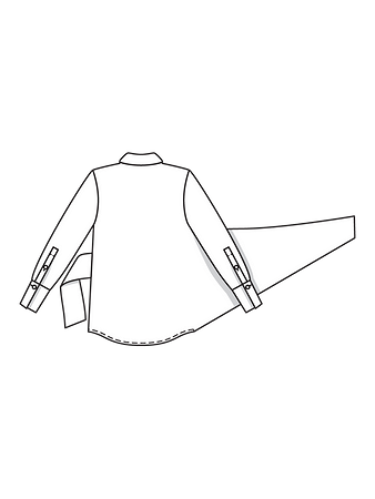 Технический рисунок блузки эффектного кроя спинка