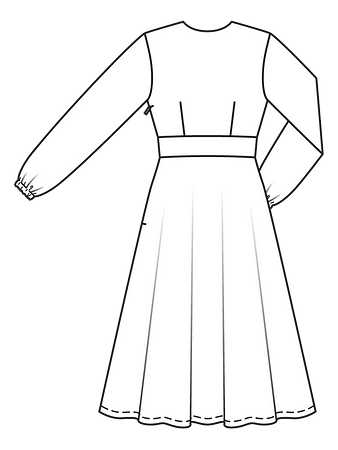 Технический рисунок платья с глубоким вырезом спинка
