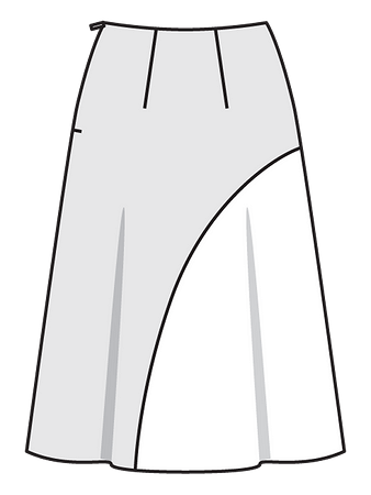 Технический рисунок расклешенной юбки вид сзади