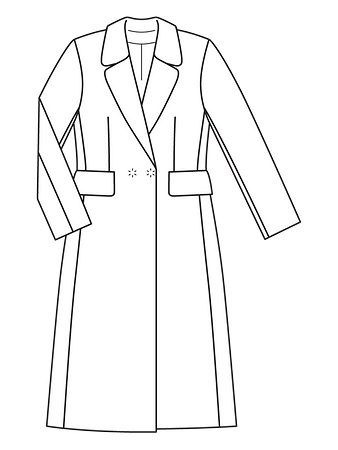 Технический рисунок приталенного пальто