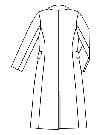 Технический рисунок приталенного пальто спинка