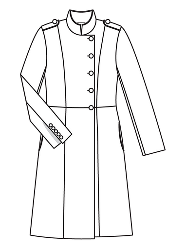 Двубортное пальто с высоким воротником