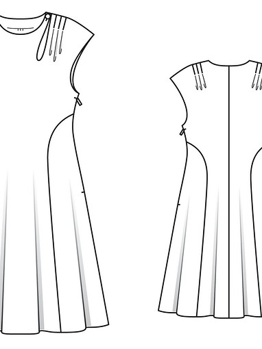 Платье с удлиненной линией плеч