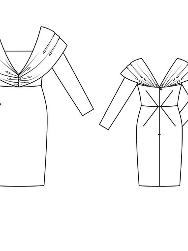 Платье с декольте и рукавами реглан