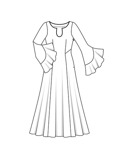 Платье с рукавами-раструбами