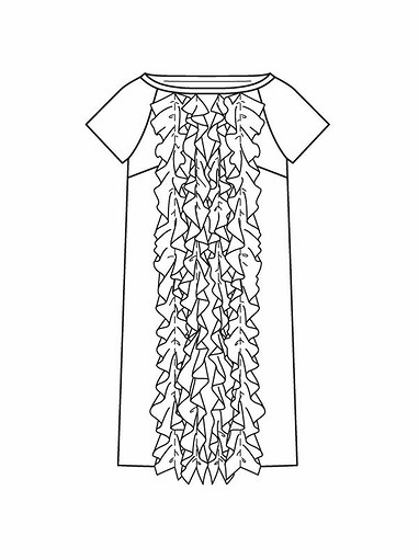 Платье прямого кроя с рюшами