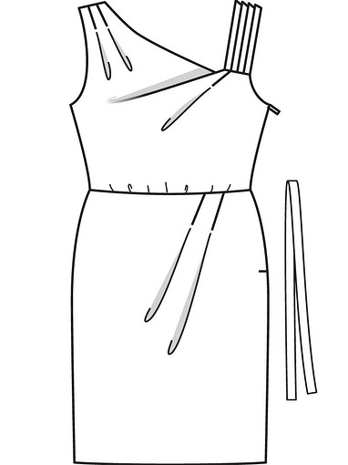 Платье с асимметричным вырезом горловины