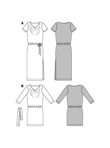 Платье с волнообразным вырезом горловины
