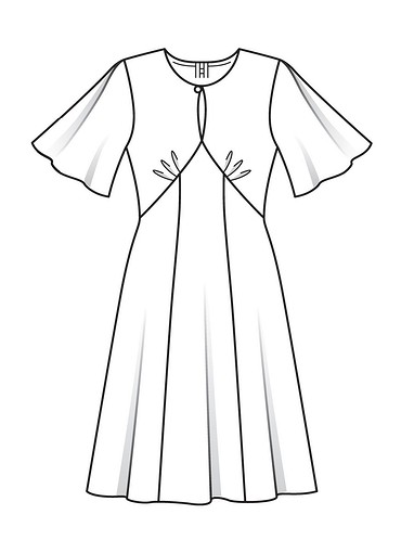 Платье с рукавами-крылышками