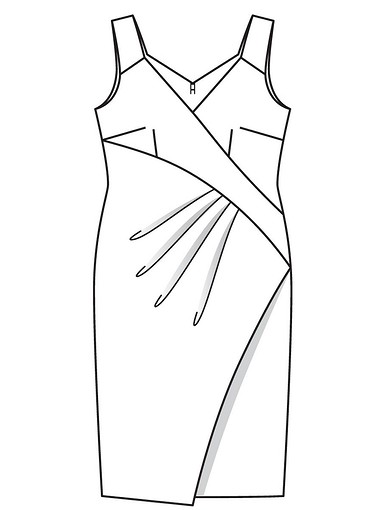 Платье-футляр с косыми складками 