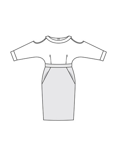 Платье с цельнокроеными рукавами и вырезами на плечах