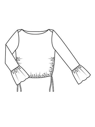 Пуловер с макси-оборками на рукавах