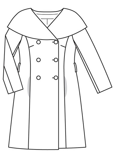 Шерстяное двубортное пальто