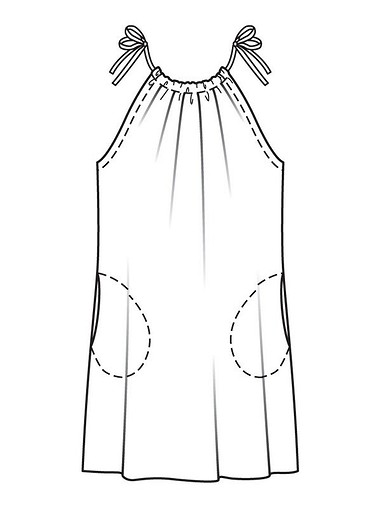 Платье на завязках в кулисках горловины