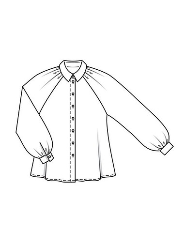 Блузка-рубашка с пышными рукавами