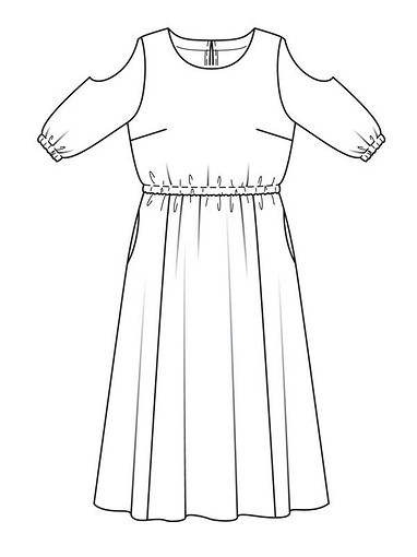 Платье с вырезами на рукавах
