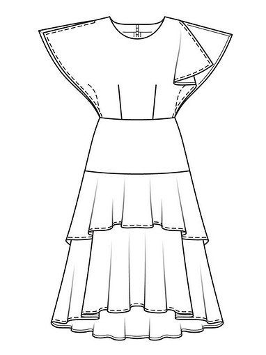 Платье с рукавами-крылышками