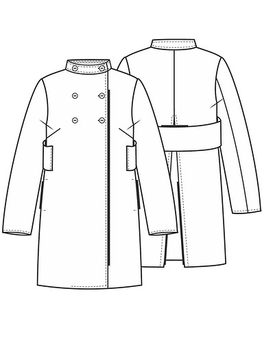 Двубортное пальто с воротником-стойкой