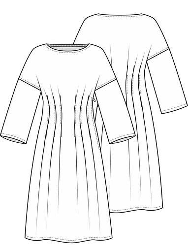 Платье с частично застроченными складками