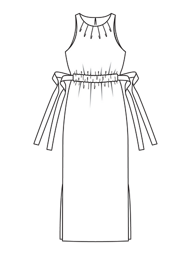 Длинное платье на кулиске с завязками