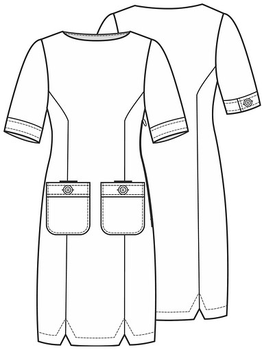 Платье-футляр с накладными карманами