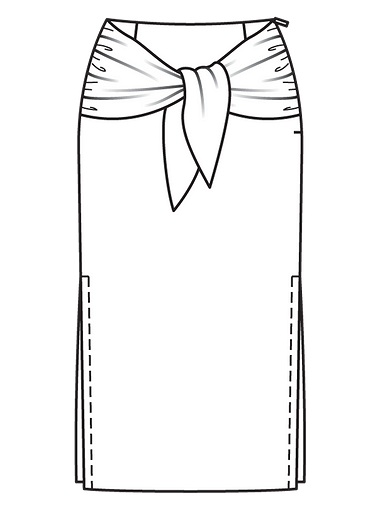 Прямая юбка с широкими завязками