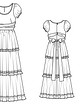 Платье со ступенчатой юбкой №119 — выкройка из Burda 3/2015