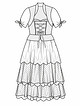 Платье с ярусной юбкой №127 — выкройка из Burda 9/2015