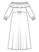 Платье с вырезом кармен №119 C — выкройка из Burda 2/2017
