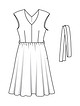 Платье с V-образным вырезом горловины №114 A — выкройка из Burda 2/2017