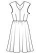 Платье с V-образным вырезом горловины №114 C — выкройка из Burda 2/2017