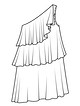 Платье на одно плечо №106 — выкройка из Burda 5/2017