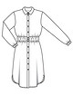 Платье-рубашка с втачным поясом №101 B — выкройка из Burda 2/2019