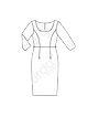 Платье-футляр с рукавами 3/4 №6220 B — выкройка из Каталог Burda 1/2020