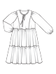 Платье с ярусной юбкой №127 — выкройка из Burda 6/2021