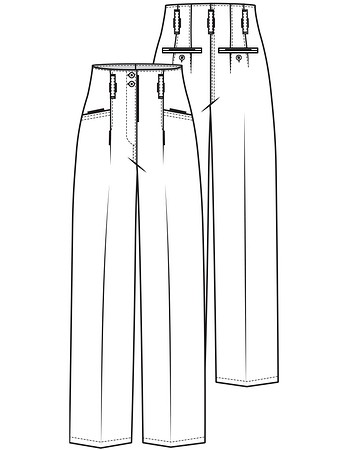 Технический рисунок брюк с завышенной талией