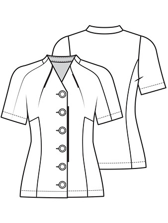 Технический рисунок блузки с рельефными швами
