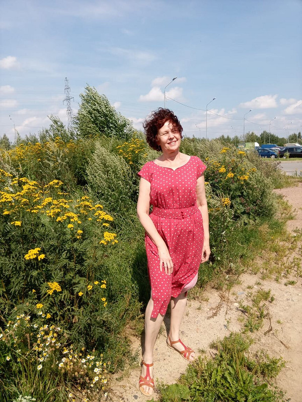 Платье красное в горошек и цветочек от Viktori_Oz