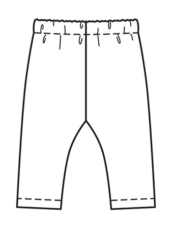 Технический рисунок трикотажных брюк вид сзади