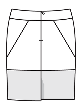 Технический рисунок юбки-карандаш видсзади