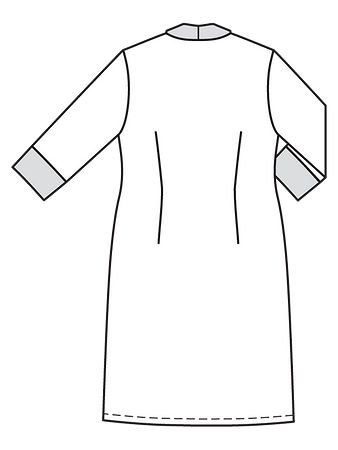 Технический рисунок платья с шалевым воротником спинка