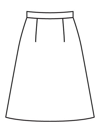 Технический рисунок асимметричной юбки вид сзади