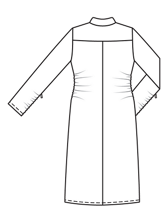 Технический рисунок платья рубашечного кроя спинка