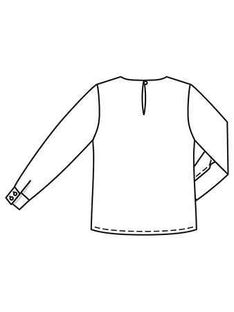 Технический рисунок блузки с двойными рукавами спинка