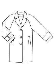 Технический рисунок пальто с рукавами реглан