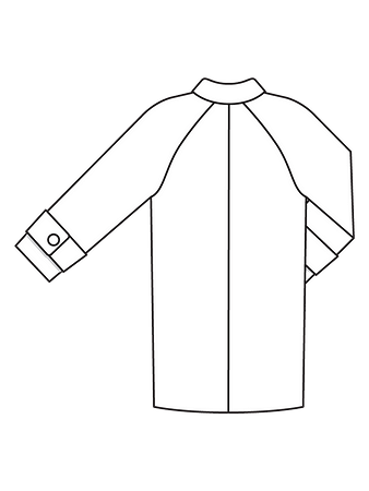 Технический рисунок пальто с рукавами реглан спинка