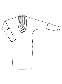 Технический рисунок платья  с драпирующимся воротником