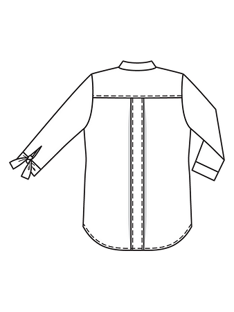 Технический рисунок блузки рубашечного кроя спинка