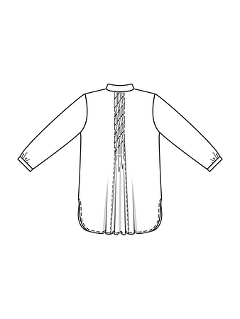 Технический рисунок блузки с воротником-стойкой спинка
