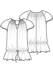 Технический рисунок блузки расклешенного силуэта